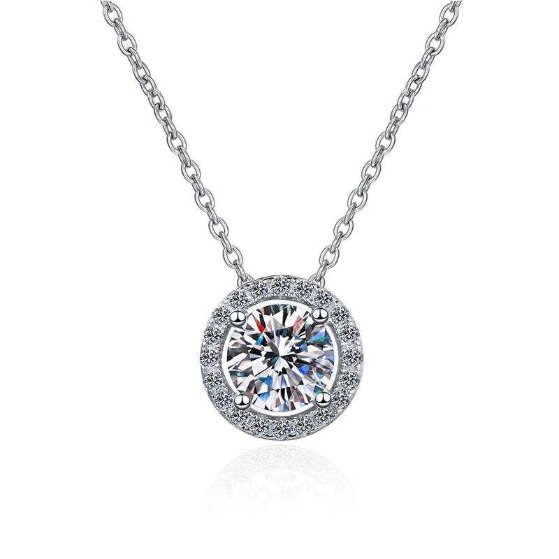 Moissanite Halo Necklace