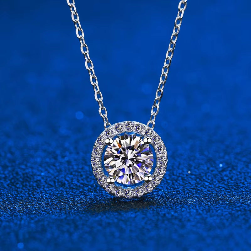 Moissanite Halo Necklace