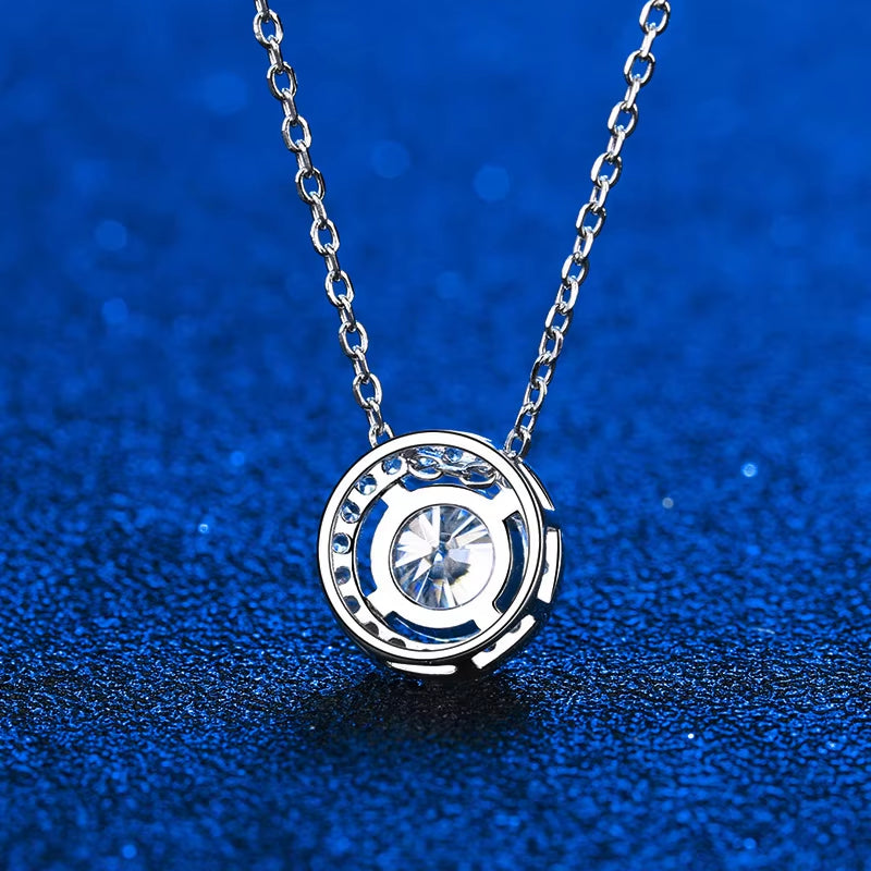 Moissanite Halo Necklace