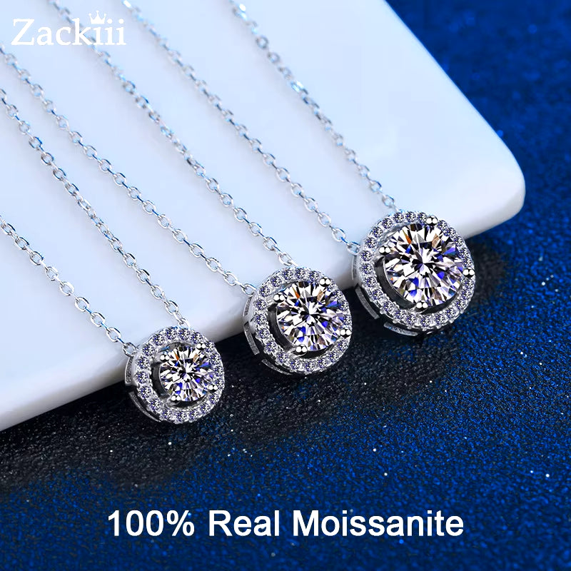 Moissanite Halo Necklace